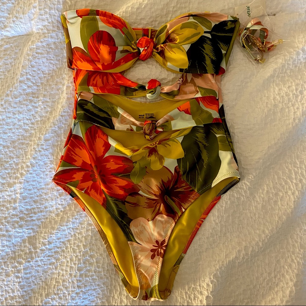Aerie Multi-Colored Cut-Out Bathing Suit